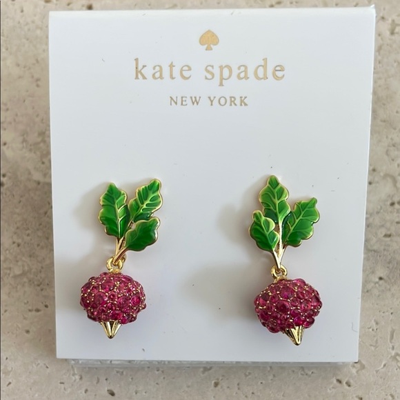 kate spade Jewelry - Kate Spade Green and Pink Stud Earrings